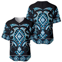 Blue Ngaru Taniko With Aotearoa Maori Tattoo Baseball Jersey LT14 - Polynesian Pride