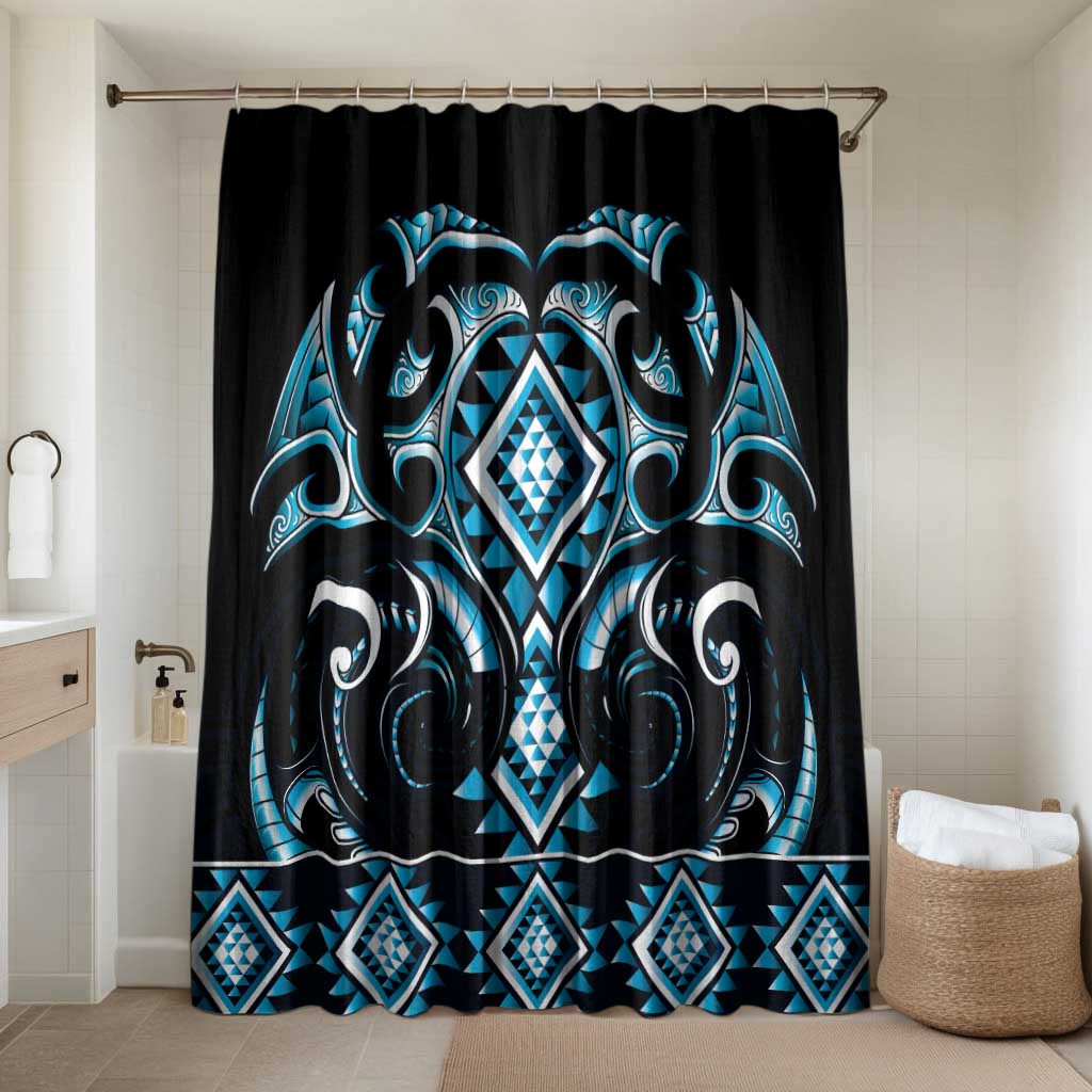 Blue Ngaru Taniko With Aotearoa Maori Tattoo Bathroom Set - Polynesian Pride