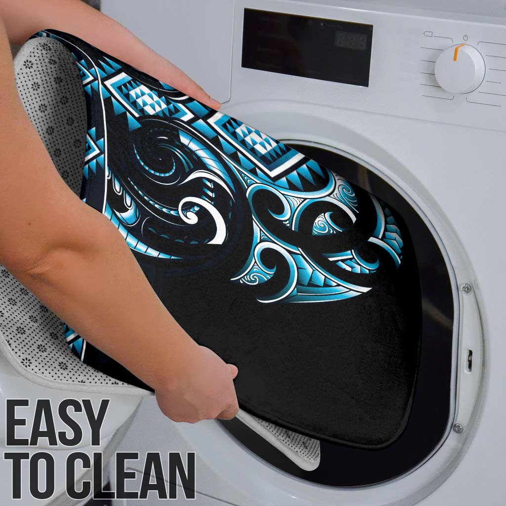 Blue Ngaru Taniko With Aotearoa Maori Tattoo Bathroom Set - Polynesian Pride