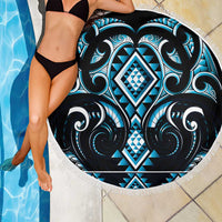 Blue Ngaru Taniko With Aotearoa Maori Tattoo Beach Blanket