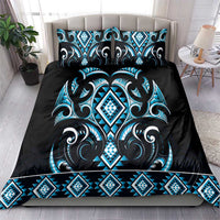 Blue Ngaru Taniko With Aotearoa Maori Tattoo Bedding Set