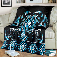 Blue Ngaru Taniko With Aotearoa Maori Tattoo Blanket