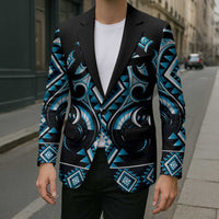 Blue Ngaru Taniko With Aotearoa Maori Tattoo Blazer LT14 - Polynesian Pride