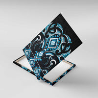 Blue Ngaru Taniko With Aotearoa Maori Tattoo Canvas Wall Art