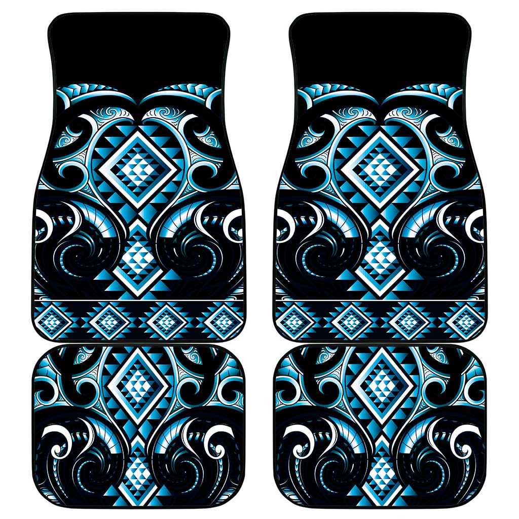 Blue Ngaru Taniko With Aotearoa Maori Tattoo Car Mats