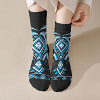 Blue Ngaru Taniko With Aotearoa Maori Tattoo Crew Socks LT14 Crew Socks Blue - Polynesian Pride