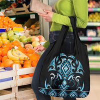 Blue Ngaru Taniko With Aotearoa Maori Tattoo Grocery Bag LT14 - Polynesian Pride