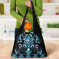 Blue Ngaru Taniko With Aotearoa Maori Tattoo Grocery Bag LT14 - Polynesian Pride