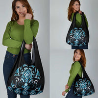 Blue Ngaru Taniko With Aotearoa Maori Tattoo Grocery Bag LT14 - Polynesian Pride