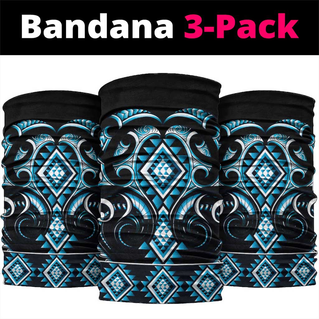 Blue Ngaru Taniko With Aotearoa Maori Tattoo Neck Gaiter LT14 package One Size: 25*50cm Blue - Polynesian Pride