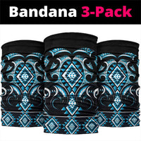 Blue Ngaru Taniko With Aotearoa Maori Tattoo Neck Gaiter LT14 package One Size: 25*50cm Blue - Polynesian Pride