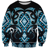 Blue Ngaru Taniko With Aotearoa Maori Tattoo Sweatshirt LT14 Unisex Blue - Polynesian Pride