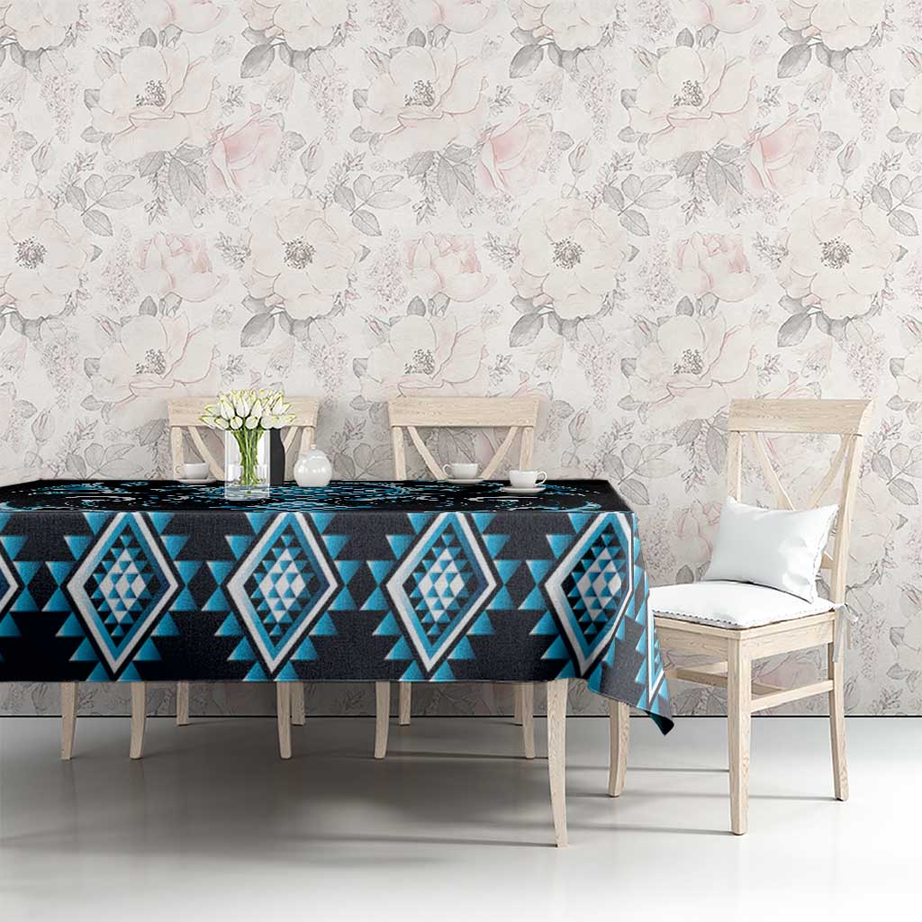 Blue Ngaru Taniko With Aotearoa Maori Tattoo Tablecloth LT14 - Polynesian Pride