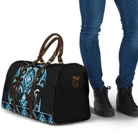 Blue Ngaru Taniko With Aotearoa Maori Tattoo Travel Bag - Polynesian Pride