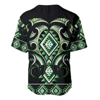 Green Ngaru Taniko With Aotearoa Maori Tattoo Baseball Jersey LT14 - Polynesian Pride