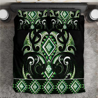 Green Ngaru Taniko With Aotearoa Maori Tattoo Bedding Set