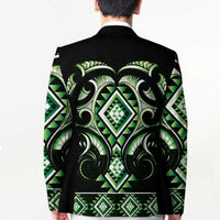 Green Ngaru Taniko With Aotearoa Maori Tattoo Blazer LT14 - Polynesian Pride