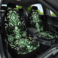 Green Ngaru Taniko With Aotearoa Maori Tattoo Car Seat Cover