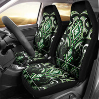 Green Ngaru Taniko With Aotearoa Maori Tattoo Car Seat Cover