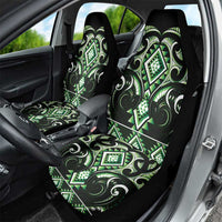 Green Ngaru Taniko With Aotearoa Maori Tattoo Car Seat Cover