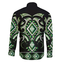 Green Ngaru Taniko With Aotearoa Maori Tattoo Family Matching Tank Maxi Dress and Hawaiian Shirt LT14 - Polynesian Pride
