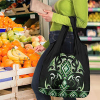 Green Ngaru Taniko With Aotearoa Maori Tattoo Grocery Bag LT14 - Polynesian Pride