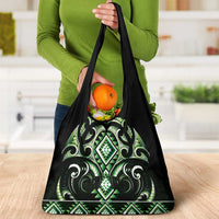 Green Ngaru Taniko With Aotearoa Maori Tattoo Grocery Bag LT14 - Polynesian Pride