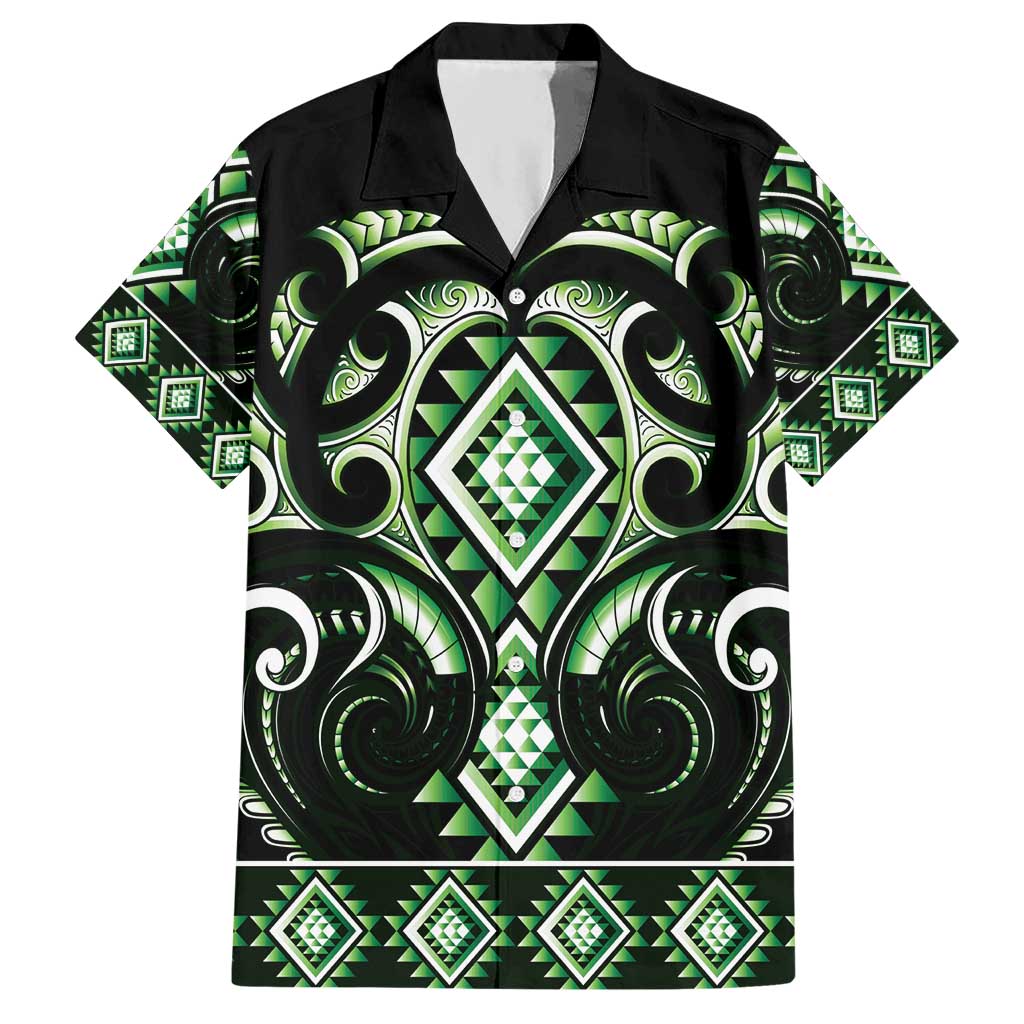 Green Ngaru Taniko With Aotearoa Maori Tattoo Hawaiian Shirt