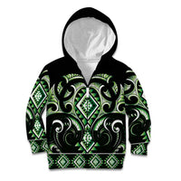 Green Ngaru Taniko With Aotearoa Maori Tattoo Kid Hoodie