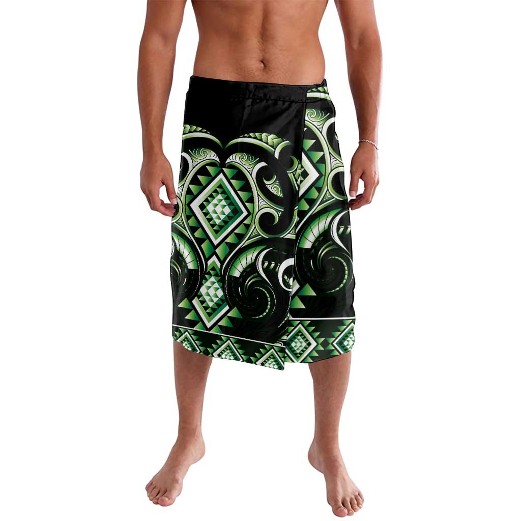 Green Ngaru Taniko With Aotearoa Maori Tattoo Lavalava