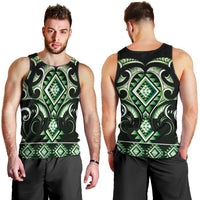 Green Ngaru Taniko With Aotearoa Maori Tattoo Men Tank Top