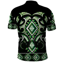 Green Ngaru Taniko With Aotearoa Maori Tattoo Polo Shirt