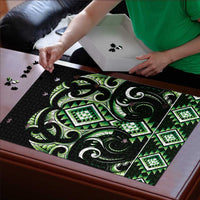 Green Ngaru Taniko With Aotearoa Maori Tattoo Puzzle - Polynesian Pride