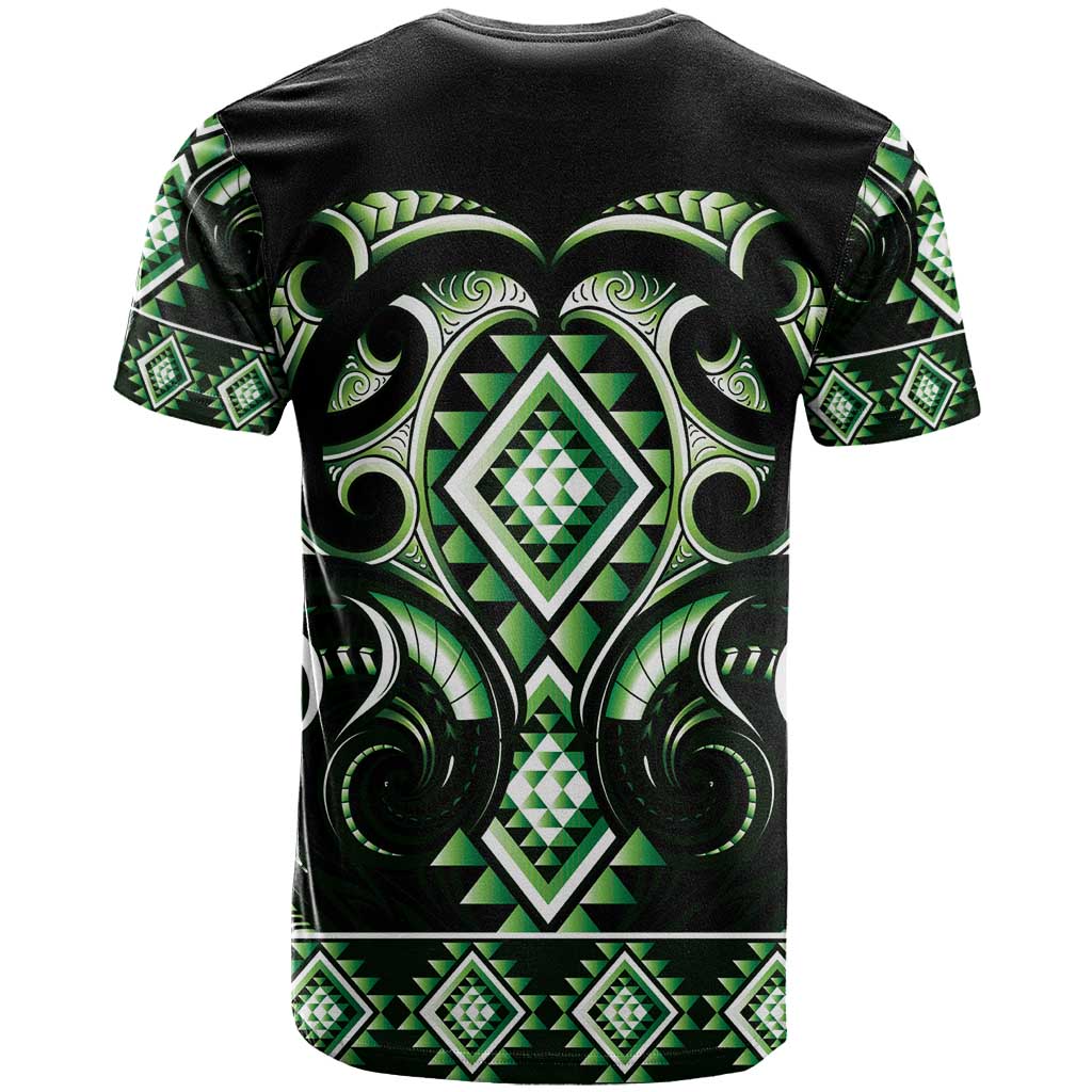 Green Ngaru Taniko With Aotearoa Maori Tattoo T Shirt LT14 - Polynesian Pride
