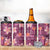 Pink Hawaii Plumeria With Tropical Flowers Motifs 4 in 1 Can Cooler Tumbler