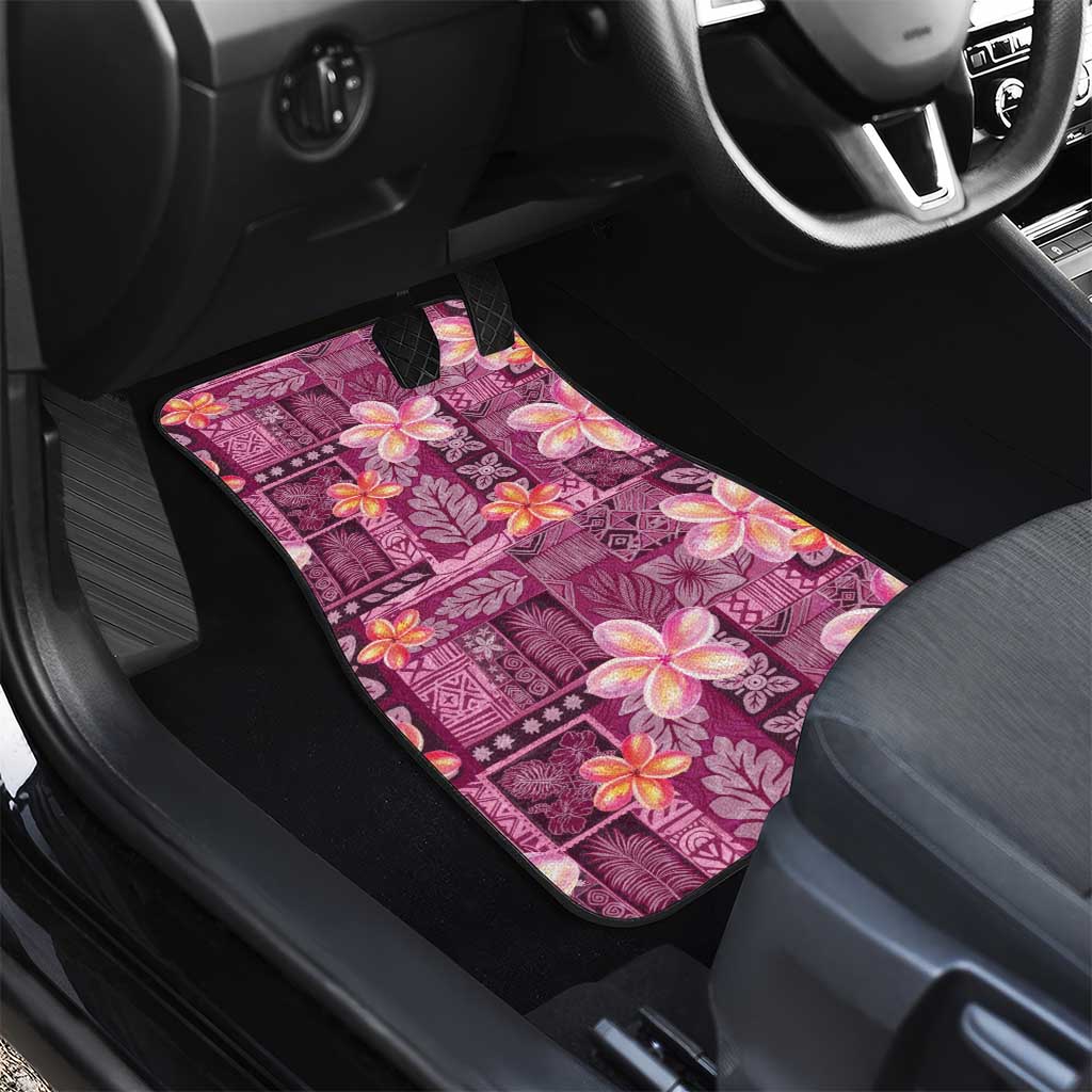 Pink Hawaii Plumeria With Tropical Flowers Motifs Car Mats