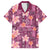 Pink Hawaii Plumeria With Tropical Flowers Motifs Family Matching Off The Shoulder Long Sleeve Dress and Hawaiian Shirt