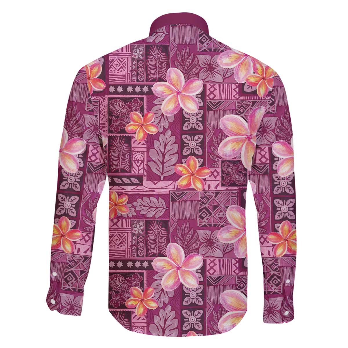 Pink Hawaii Plumeria With Tropical Flowers Motifs Family Matching Off The Shoulder Long Sleeve Dress and Hawaiian Shirt