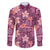 Pink Hawaii Plumeria With Tropical Flowers Motifs Family Matching Off Shoulder Maxi Dress and Hawaiian Shirt