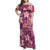 Pink Hawaii Plumeria With Tropical Flowers Motifs Family Matching Off Shoulder Maxi Dress and Hawaiian Shirt