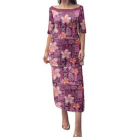 Pink Hawaii Plumeria With Tropical Flowers Motifs Family Matching Puletasi and Hawaiian Shirt