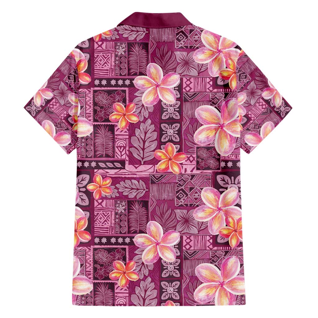 Pink Hawaii Plumeria With Tropical Flowers Motifs Hawaiian Shirt