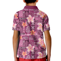 Pink Hawaii Plumeria With Tropical Flowers Motifs Kid Polo Shirt