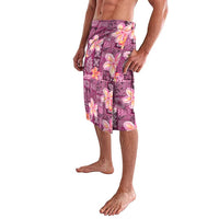 Pink Hawaii Plumeria With Tropical Flowers Motifs Lavalava