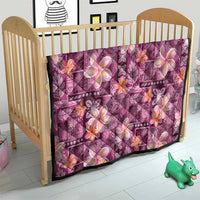 Pink Hawaii Plumeria With Tropical Flowers Motifs Quilt