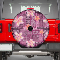 Pink Hawaii Plumeria With Tropical Flowers Motifs Spare Tire Cover