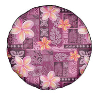 Pink Hawaii Plumeria With Tropical Flowers Motifs Spare Tire Cover