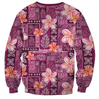 Pink Hawaii Plumeria With Tropical Flowers Motifs Sweatshirt