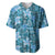 Cyan Hawaii Plumeria With Tropical Flowers Motifs Baseball Jersey