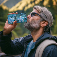 Cyan Hawaii Plumeria With Tropical Flowers Motifs 4 in 1 Can Cooler Tumbler